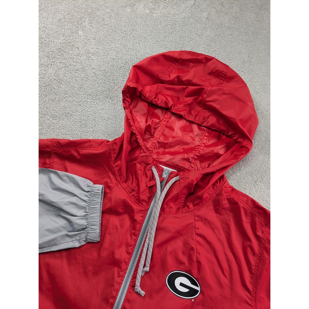Columbia Mens Georgia Bulldogs NCAA Windbreaker Jacket Red Grey Large RN69724